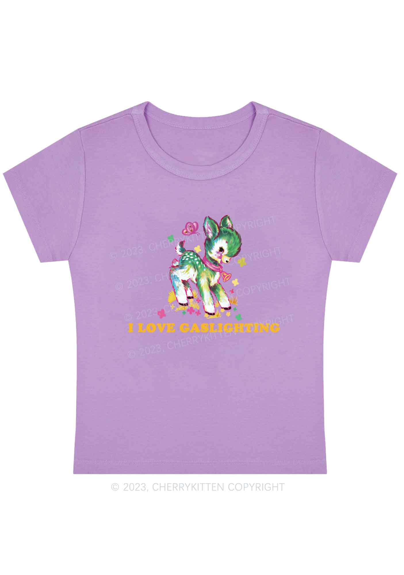 Curvy I Love Gaslighting Y2K Baby Tee Cherrykitten