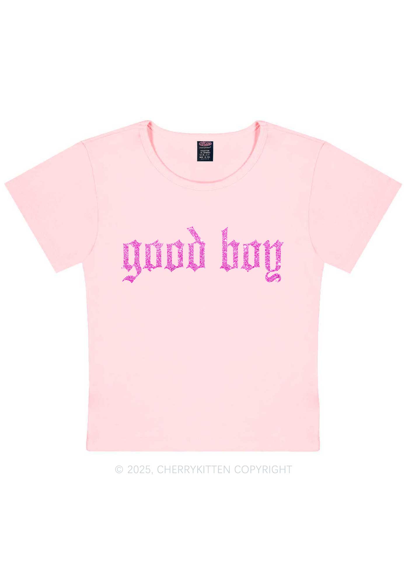 Glitter Good Boy Y2K Baby Tee Cherrykitten