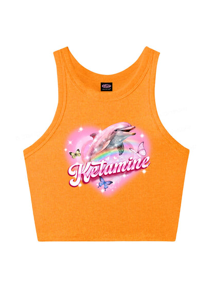 Pink K Dolphin Y2K Crop Tank Top Cherrykitten