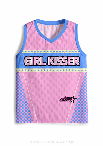 Pink Girl Kisser Pride Y2K Sport Jersey Tank Cherrykitten