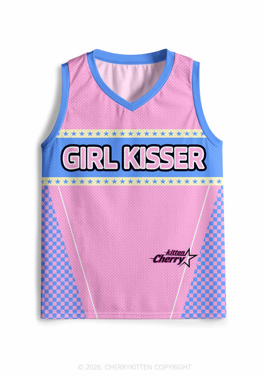 Pink Girl Kisser Pride Y2K Sport Jersey Tank Cherrykitten