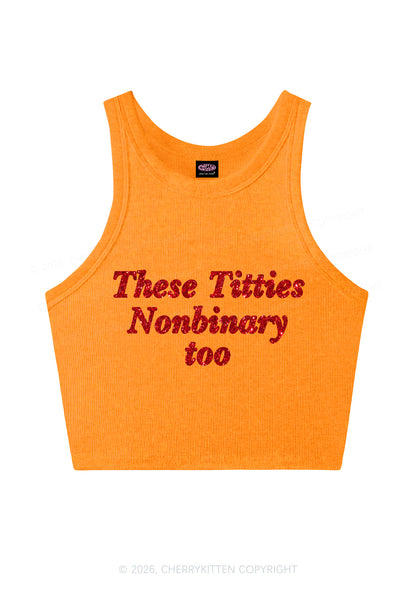 Glitter Txtties Nonbinary Too Pride Y2K Crop Tank Top Cherrykitten