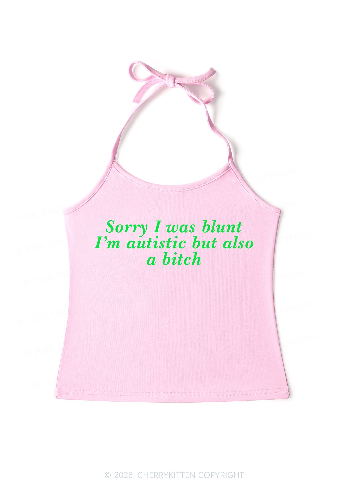 Sorry I Was Blunt Y2K Halter Neck Cami Cherrykitten