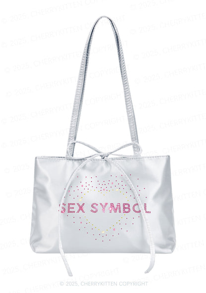 Rhinestone Sx Symbol Y2K Satin Bags Cherrykitten