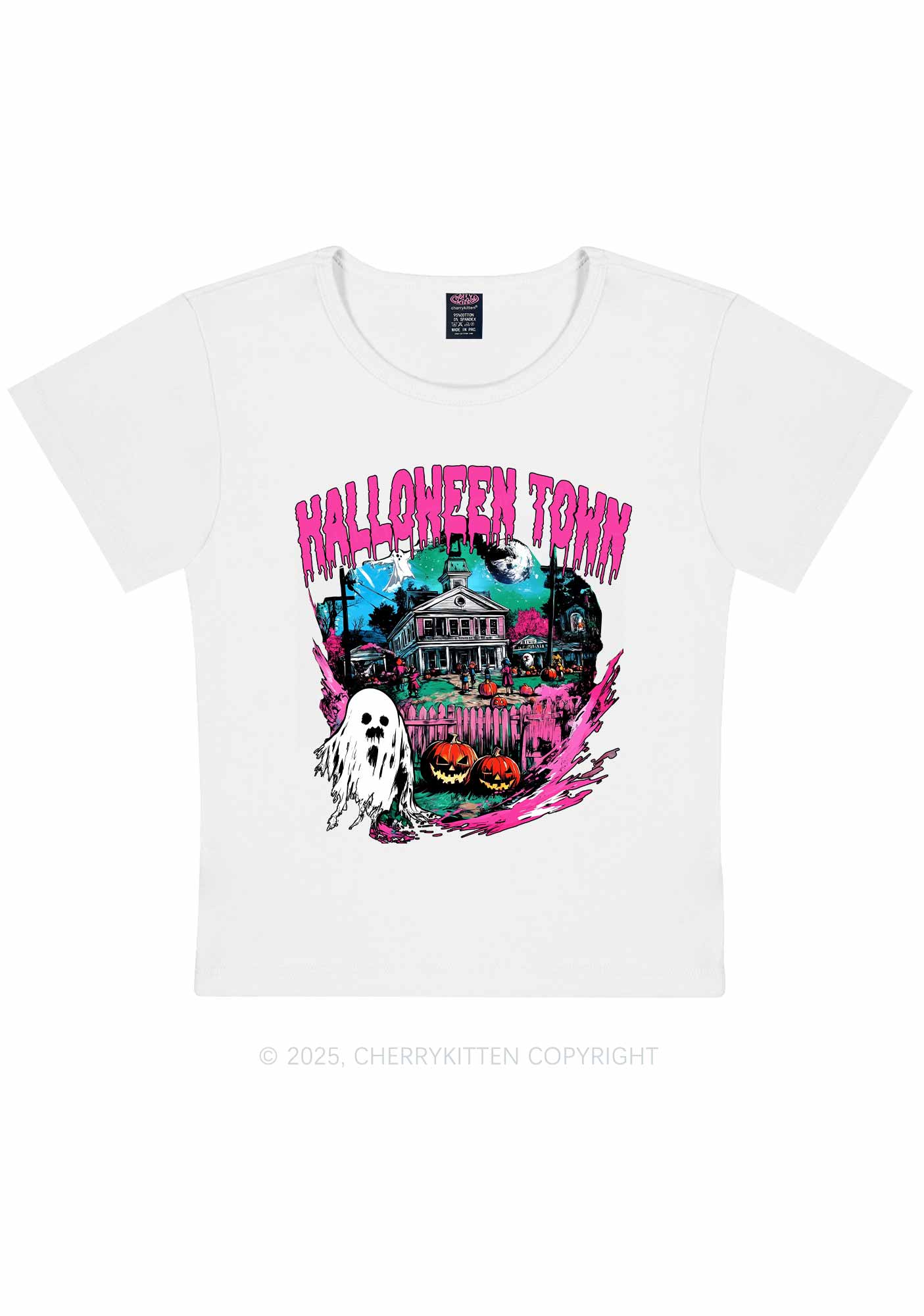Halloween Ghost Town Y2K Baby Tee Cherrykitten