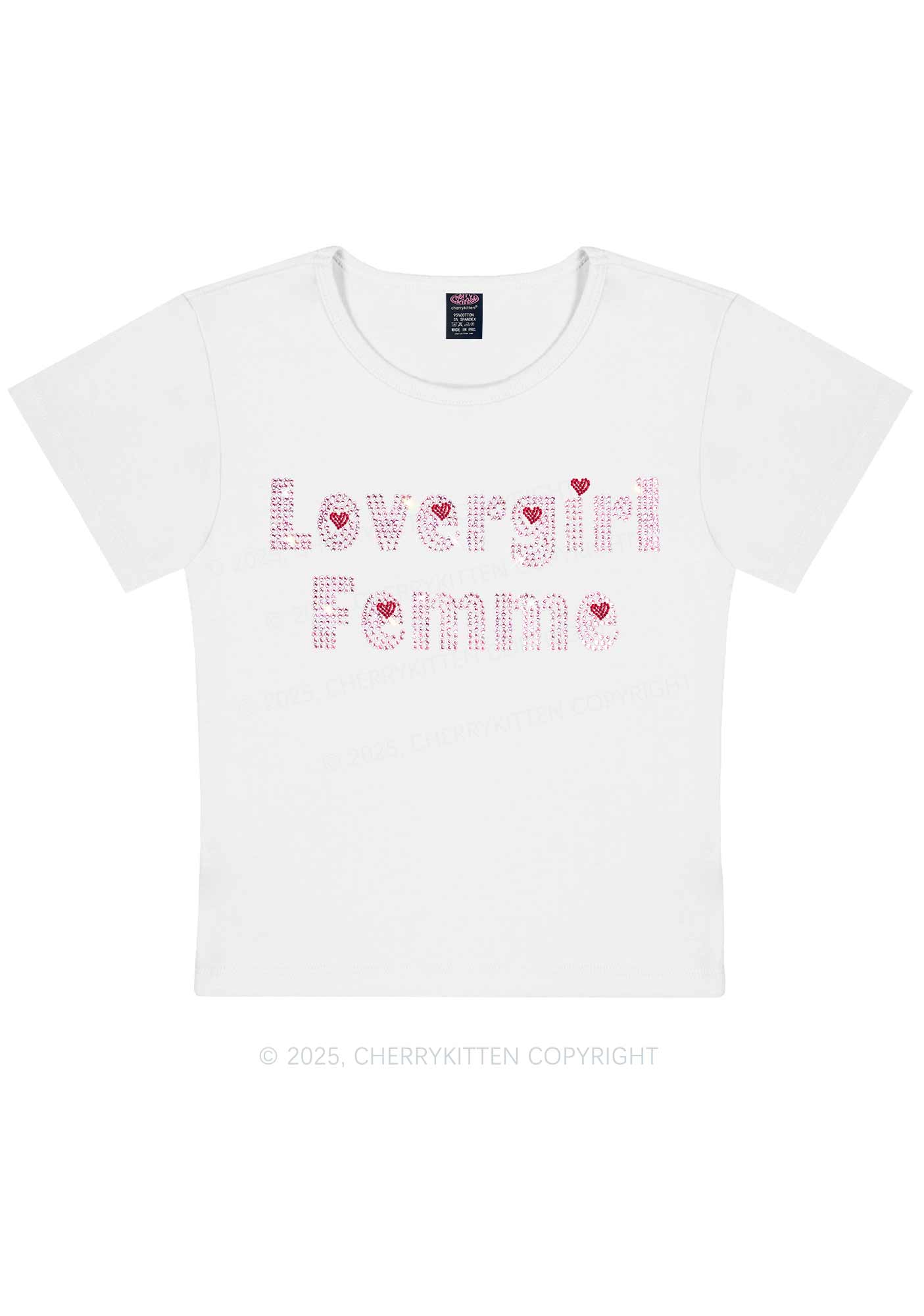 Rhinestone Lovergirl Femme Y2K Baby Tee Cherrykitten