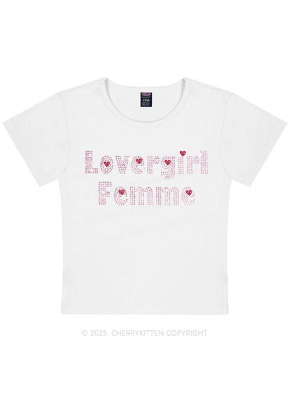Rhinestone Lovergirl Femme Y2K Baby Tee Cherrykitten