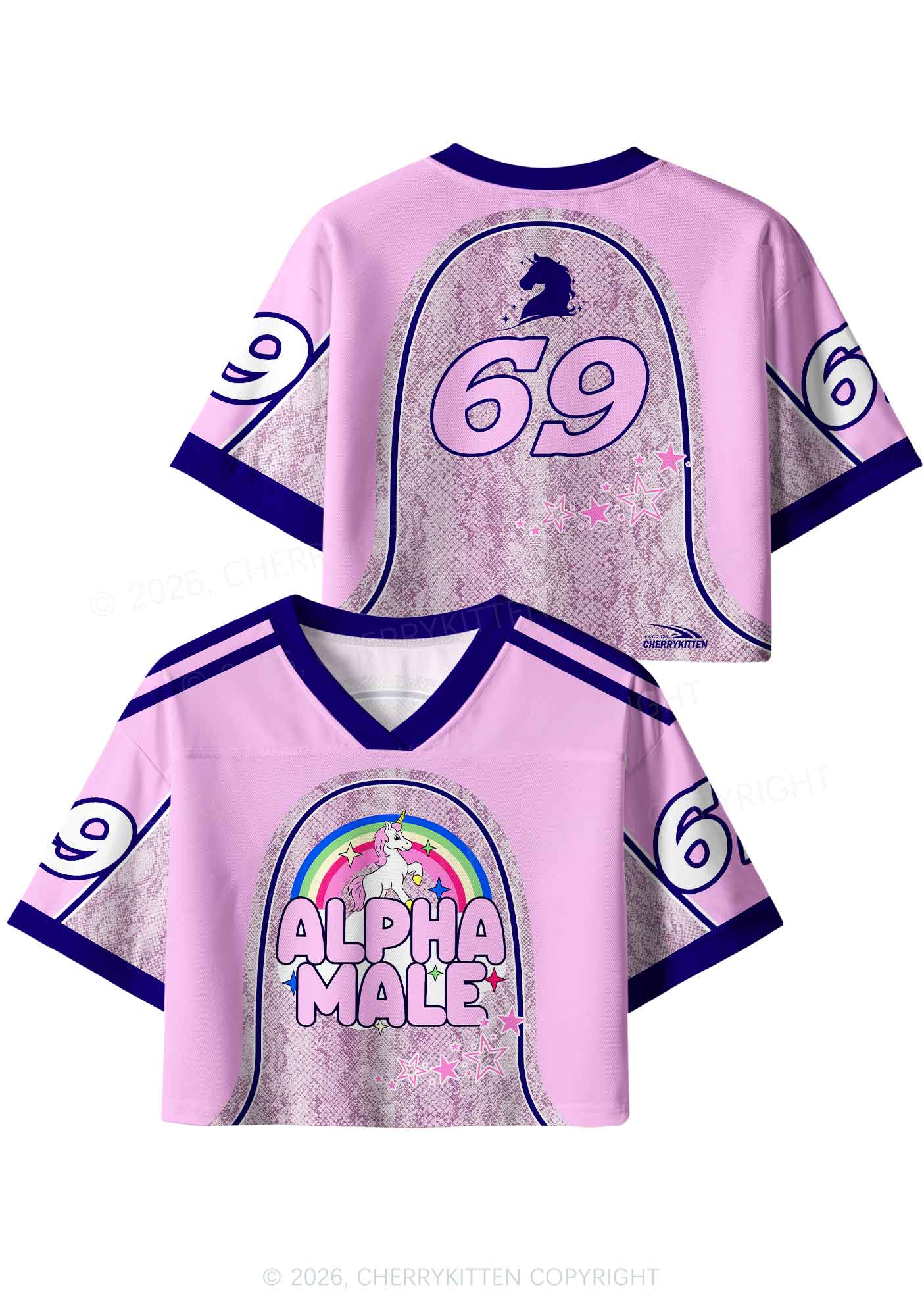 Alpha Male Unicorn Pride Y2K Crop Sport Jersey Shirts Cherrykitten