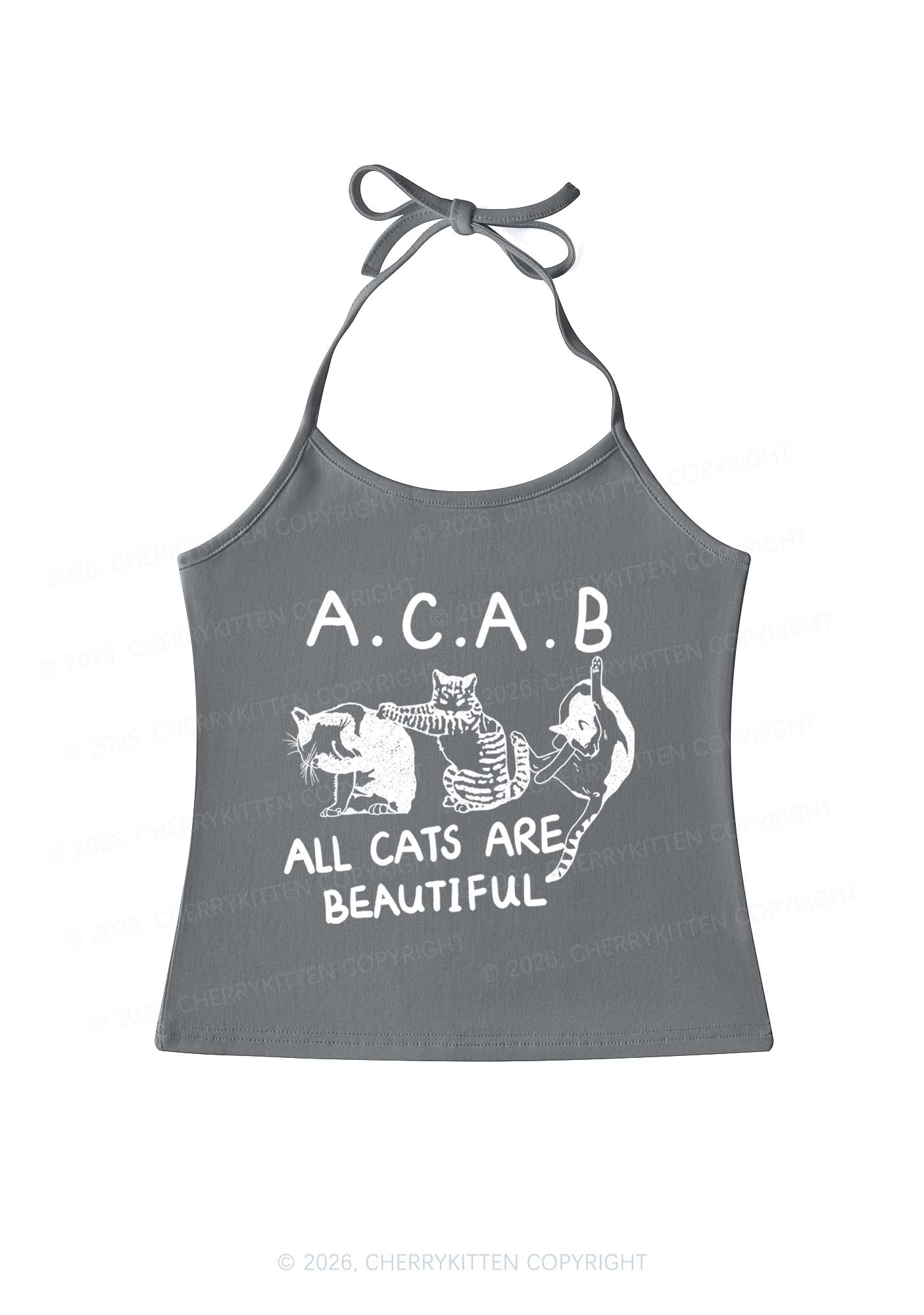 ACAB Cats Y2K Halter Neck Cami Cherrykitten