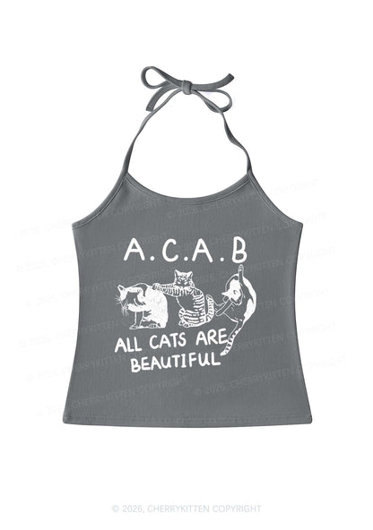 ACAB Cats Y2K Halter Neck Cami Cherrykitten