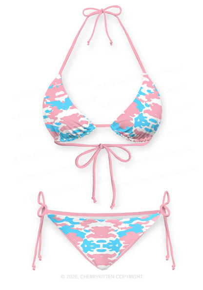 Trans Camouflage Pride Y2K Print Bikini Set Cherrykitten