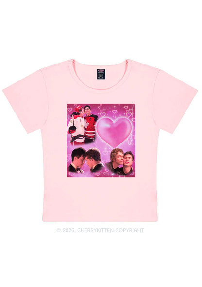 Pink Heart Portrait HR Y2K Baby Tee Cherrykitten
