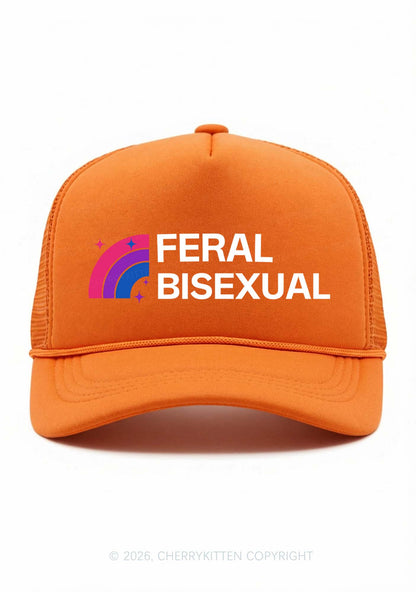 Feral Bisexual Pride Y2K Trucker Hat Cherrykitten