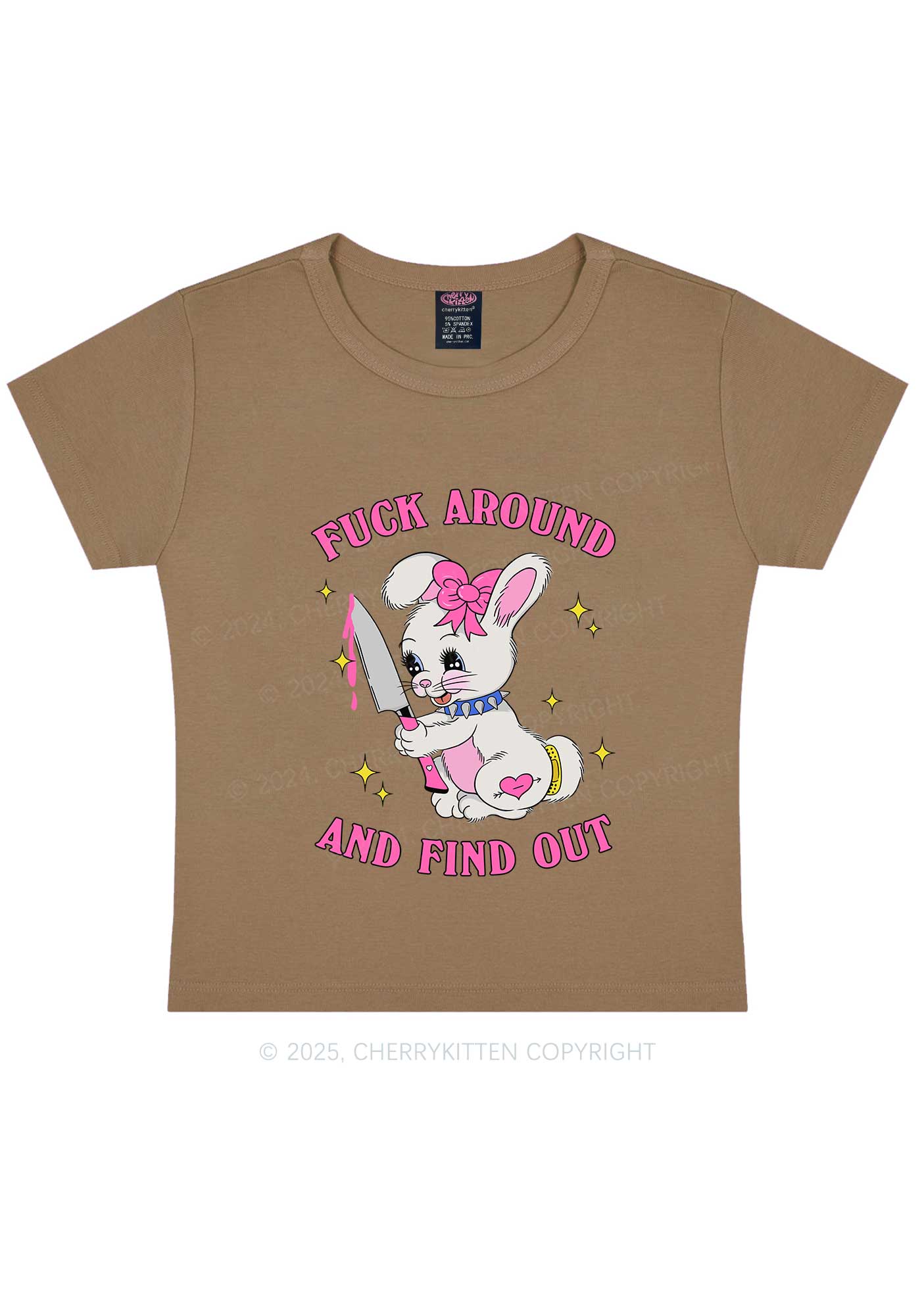 Fxxk Around Bunny Y2K Baby Tee Cherrykitten