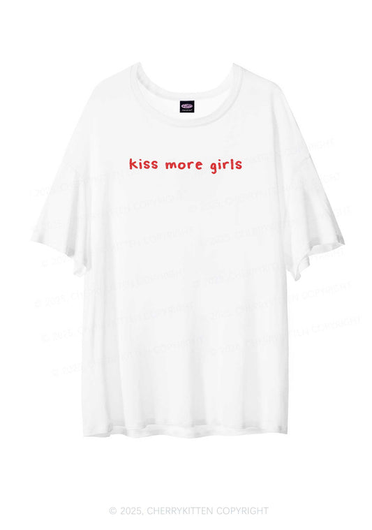 Kiss More Girls Pride Y2K Sheer Boyfriend Tee Cherrykitten