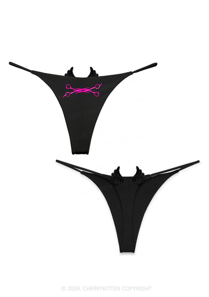 Pink Scissor Pride Y2K Goth Angel Wings Bikini String Thong Cherrykitten