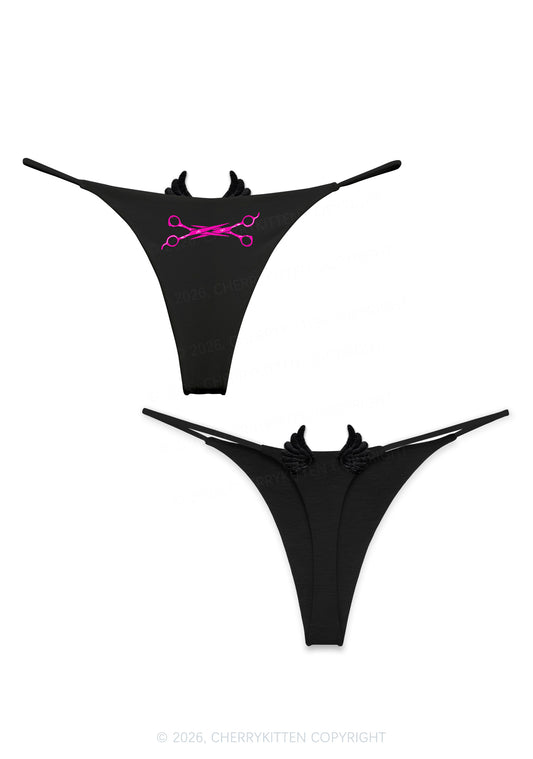 Pink Scissor Pride Y2K Goth Angel Wings Bikini String Thong Cherrykitten
