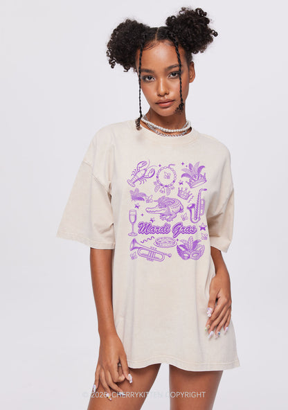 Mardi Gras Symbols Y2K Shirts Washed Tee Cherrykitten