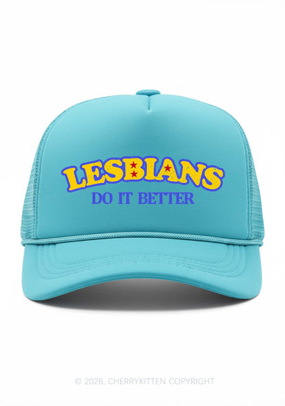 Lesbians Do It Better Pride Y2K Trucker Hat Cherrykitten