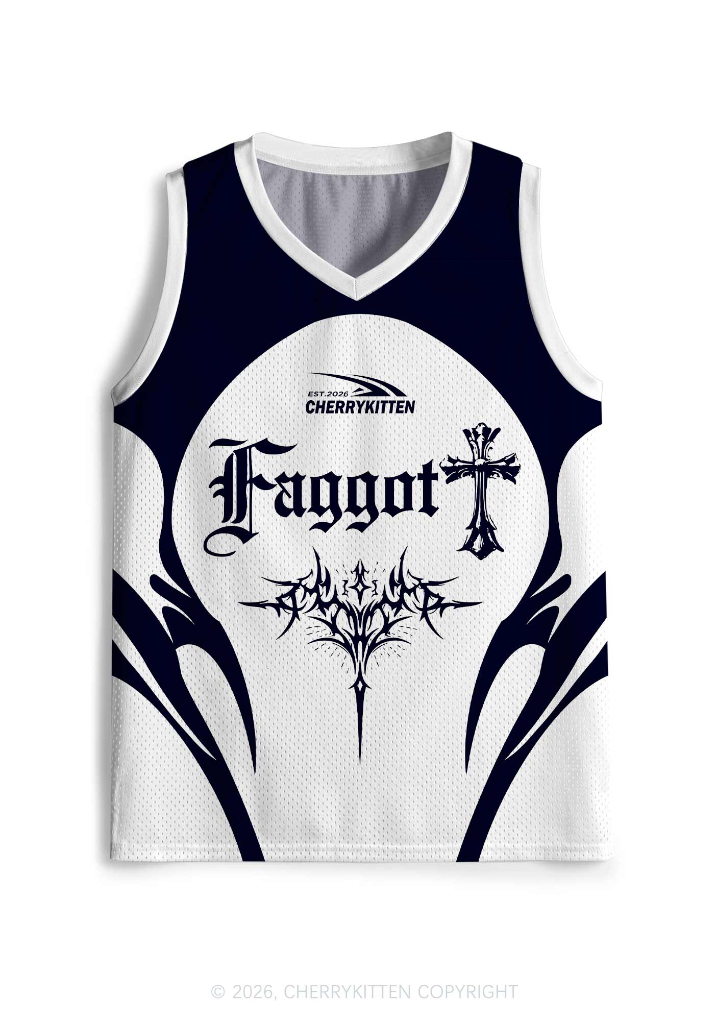 Gothic Cross Faggot Pride Y2K Sport Jersey Tank Cherrykitten