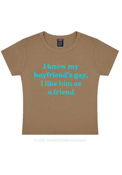I Know My BF Is Gay Pride Y2K Baby Tee Cherrykitten