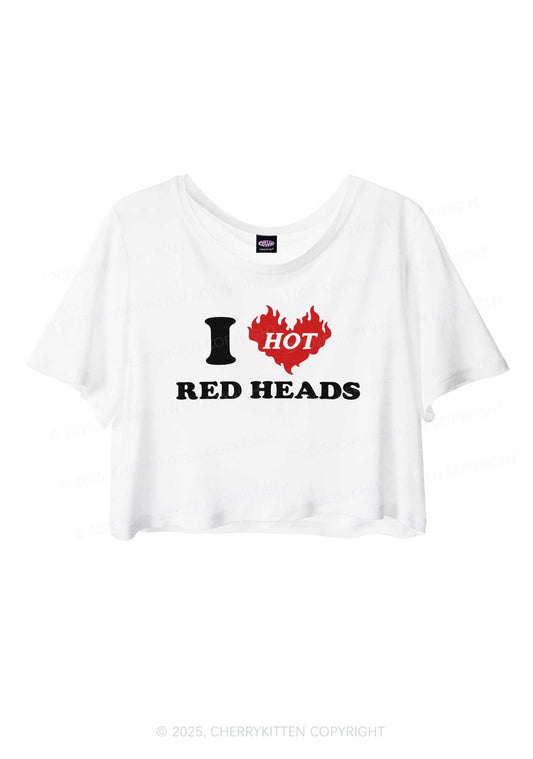 I Love Hot Red Heads Y2K Sheer Crop Tee Cherrykitten