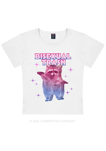 Bisexual Trash Raccoon Pride Y2K Baby Tee Cherrykitten