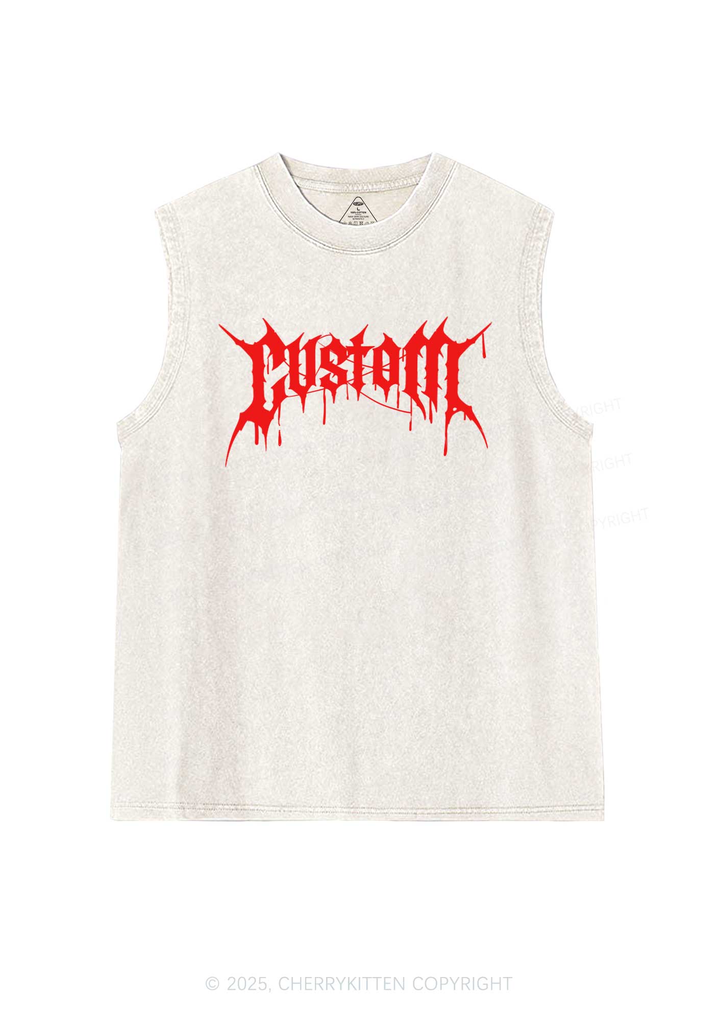 Custom Font Art Y2K Washed Muscle Tank Cherrykitten