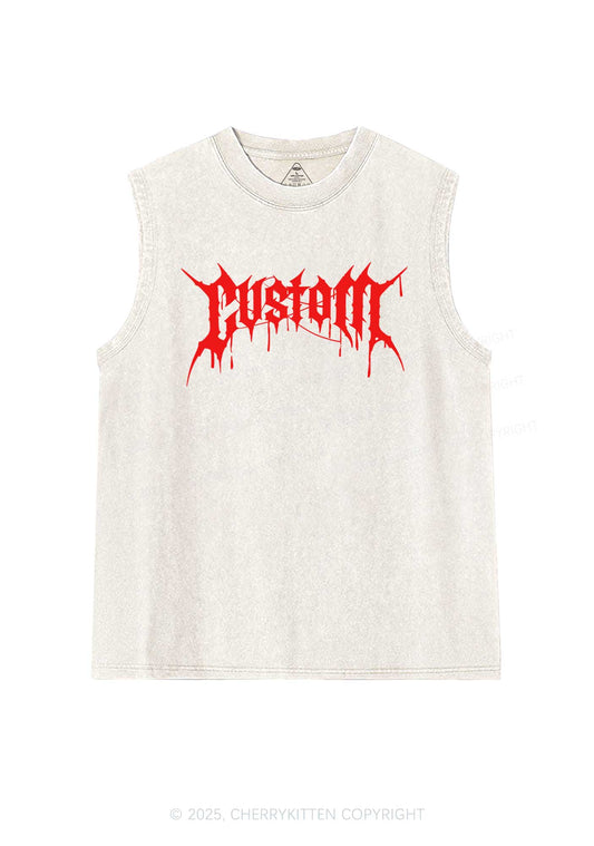 Custom Font Art Y2K Washed Muscle Tank Cherrykitten
