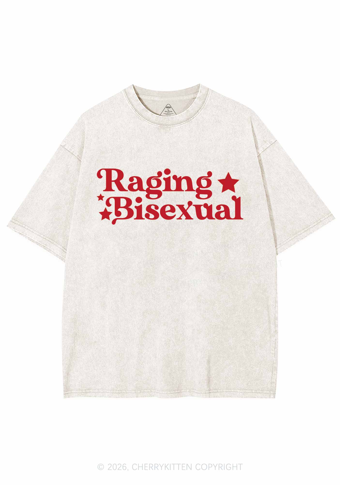 Raging Bisexual Stars Pride Y2K Shirts Washed Tee Cherrykitten