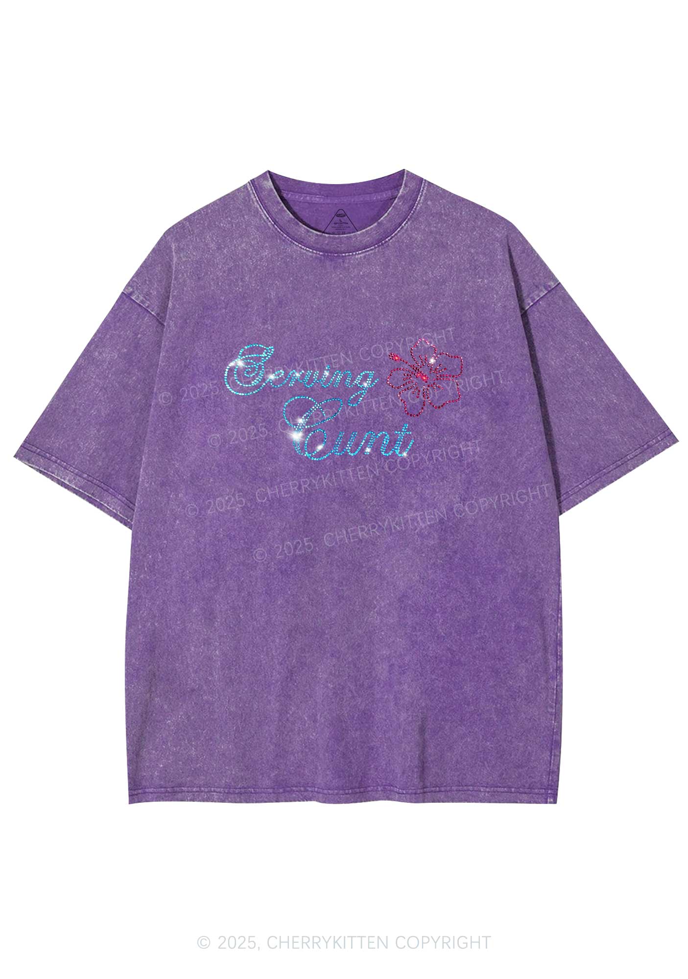 Rhinestone Serving Cxxt Y2K Shirts Washed Tee Cherrykitten