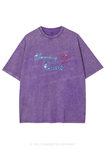 Rhinestone Serving Cxxt Y2K Shirts Washed Tee Cherrykitten