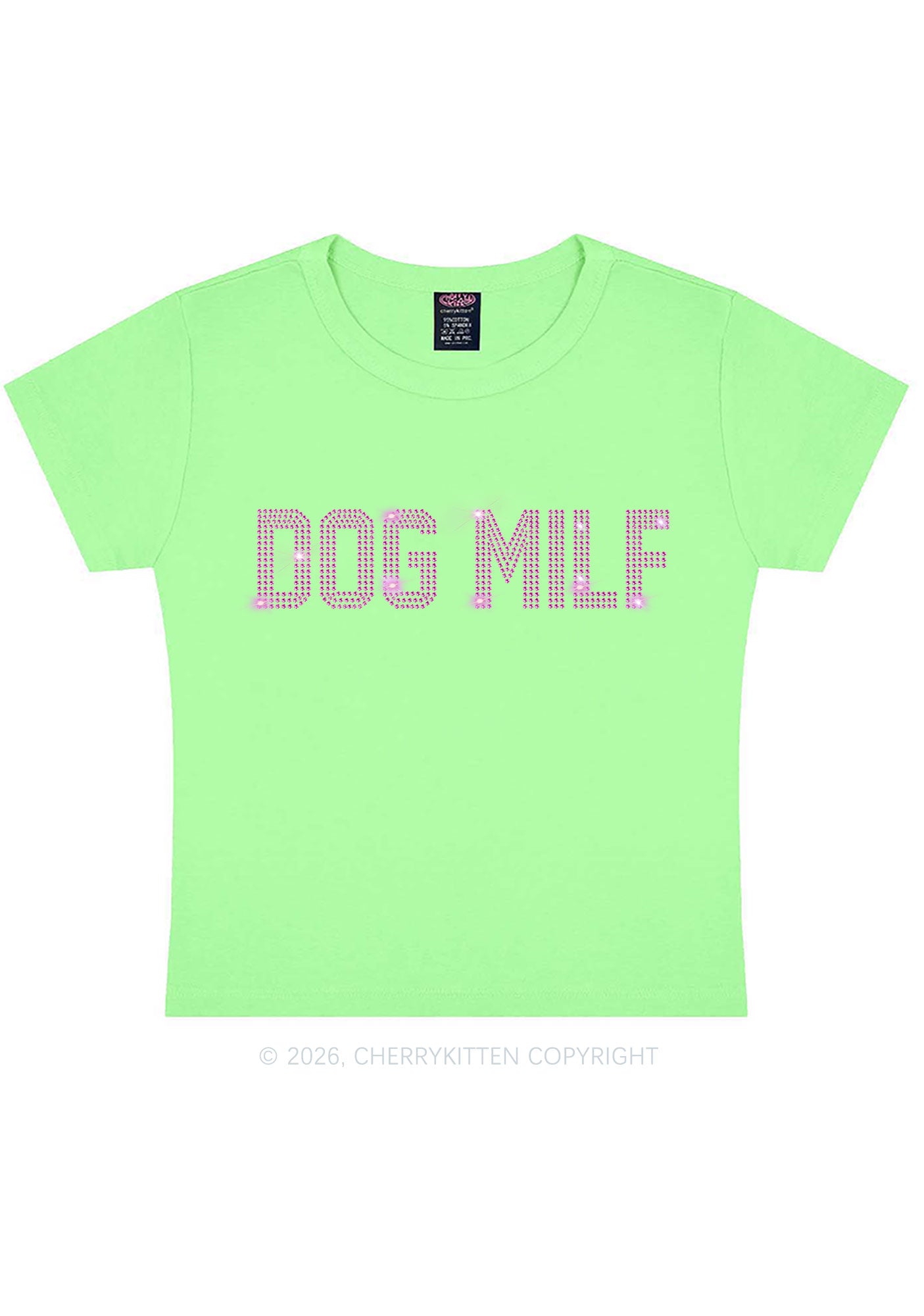 Rhinestone Dog Mxxf Y2K Baby Tee Cherrykitten
