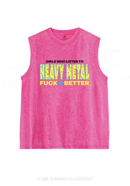 Girls Listen Heavy Metal Y2K Washed Muscle Tank Cherrykitten