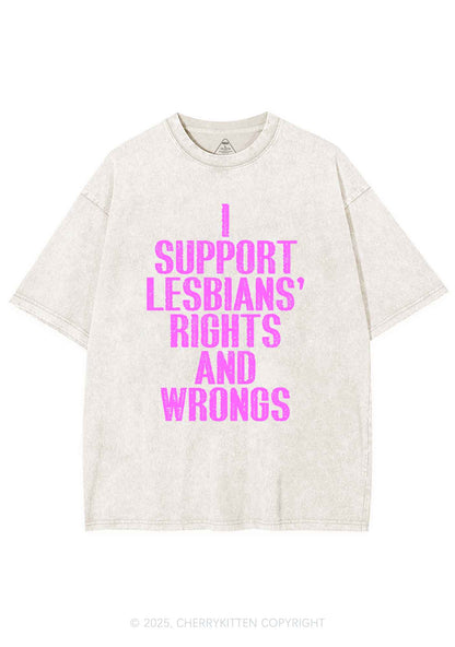 Support Lesbians Rights Pride Y2K Shirts Washed Tee Cherrykitten