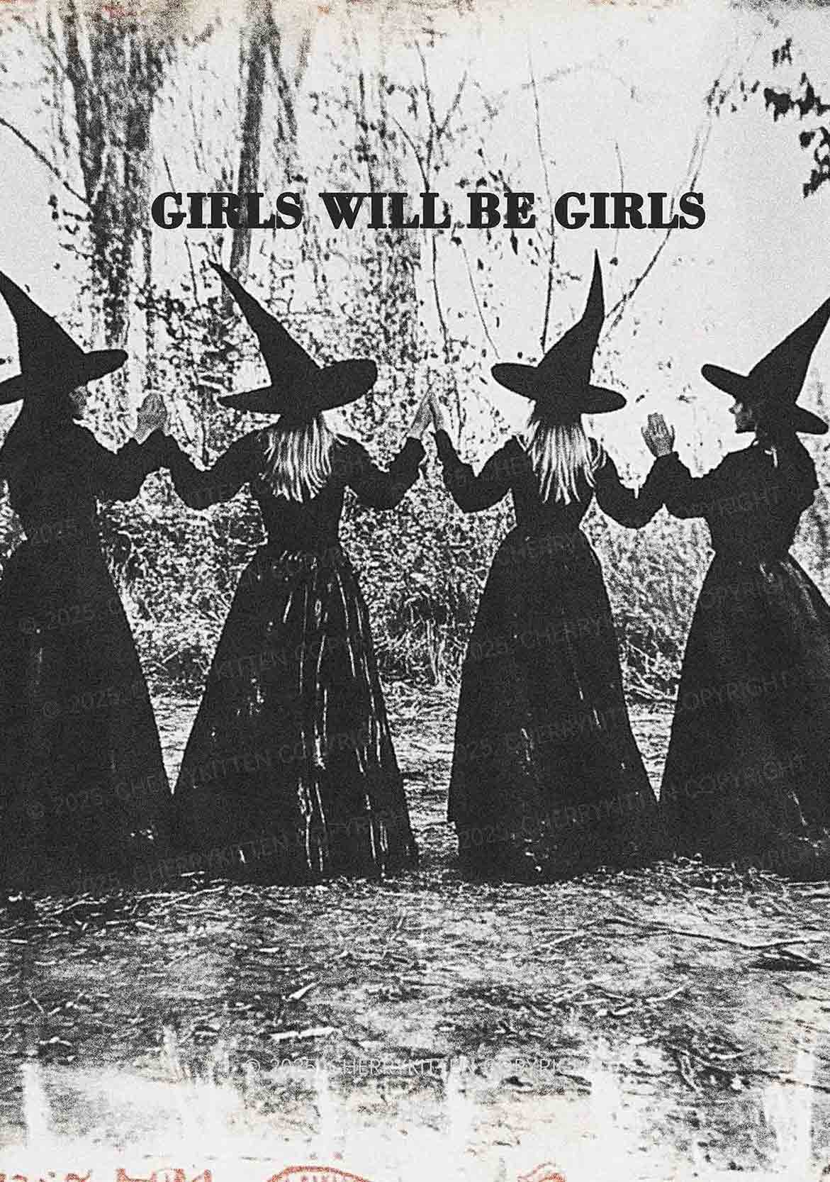 Halloween Girls Will Be Girls Y2K Print Cami Crop Top Cherrykitten
