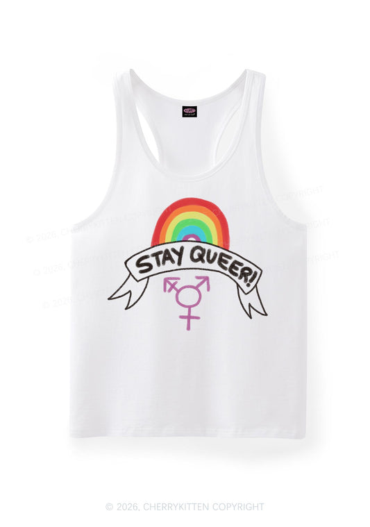 Stay Queer Pride Y2K Men Racerback Tank Top Cherrykitten
