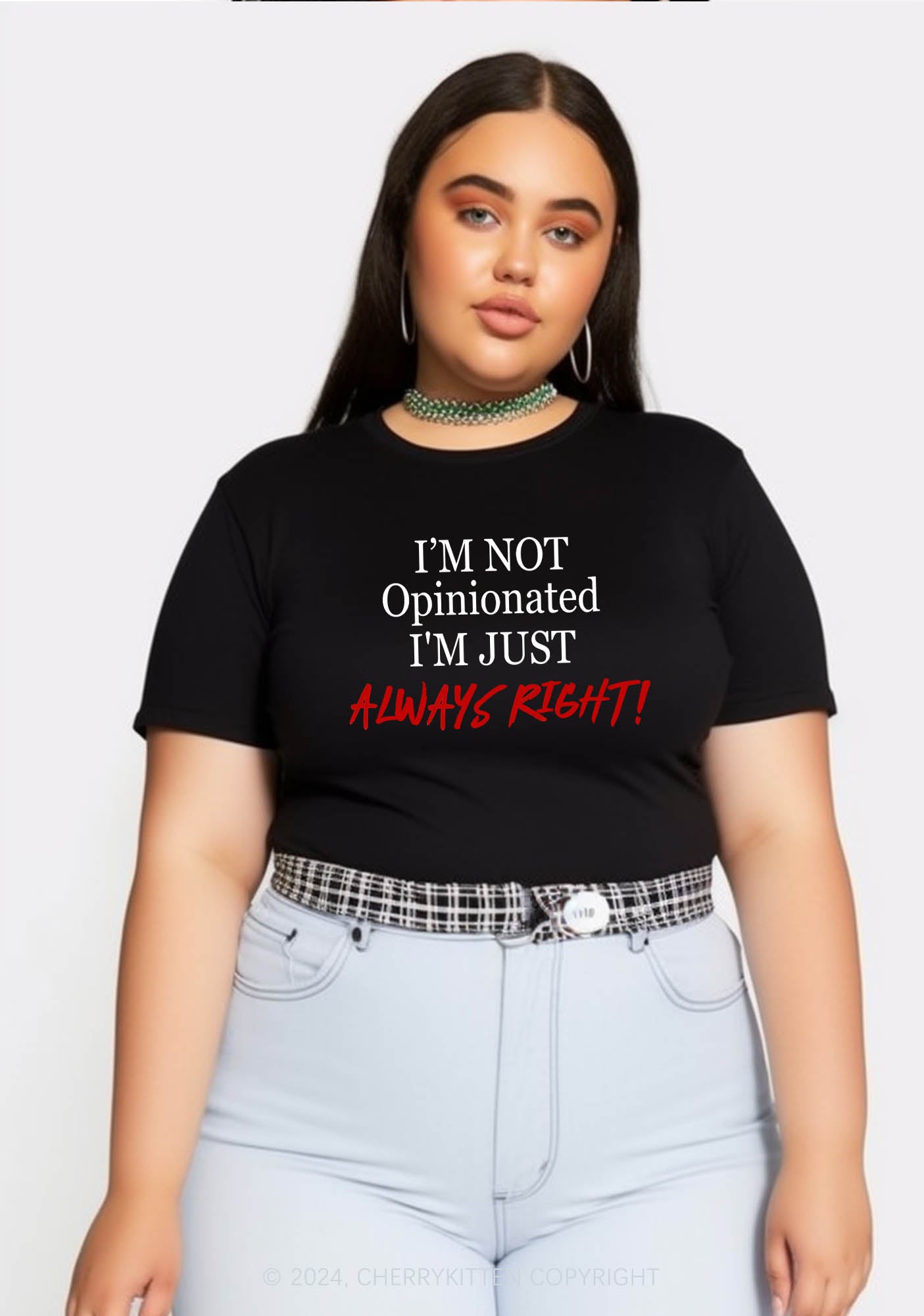 Curvy I'm Just Always Right Y2K Baby Tee Cherrykitten