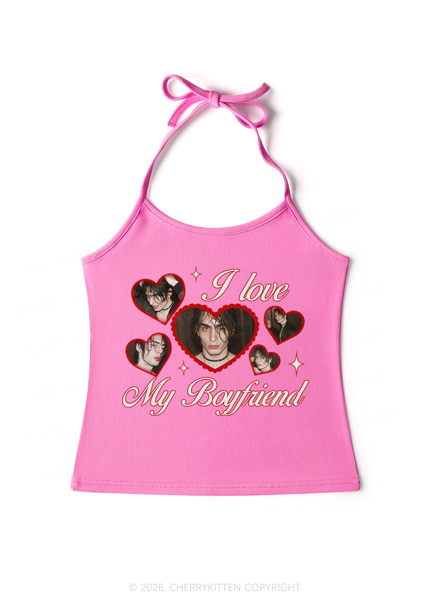 Custom Photo I Love My GF BF Valentine's Day Y2K Halter Neck Cami Cherrykitten