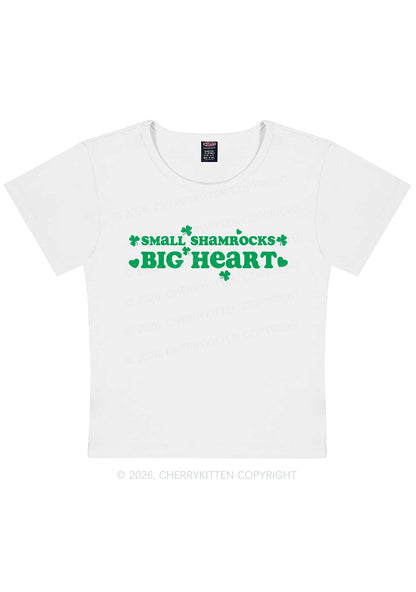 Small Shamrocks Big Heart St Patricks Y2K Baby Tee Cherrykitten