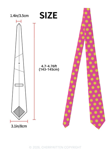 Yellow Dots On Pink Y2K Necktie Cherrykitten