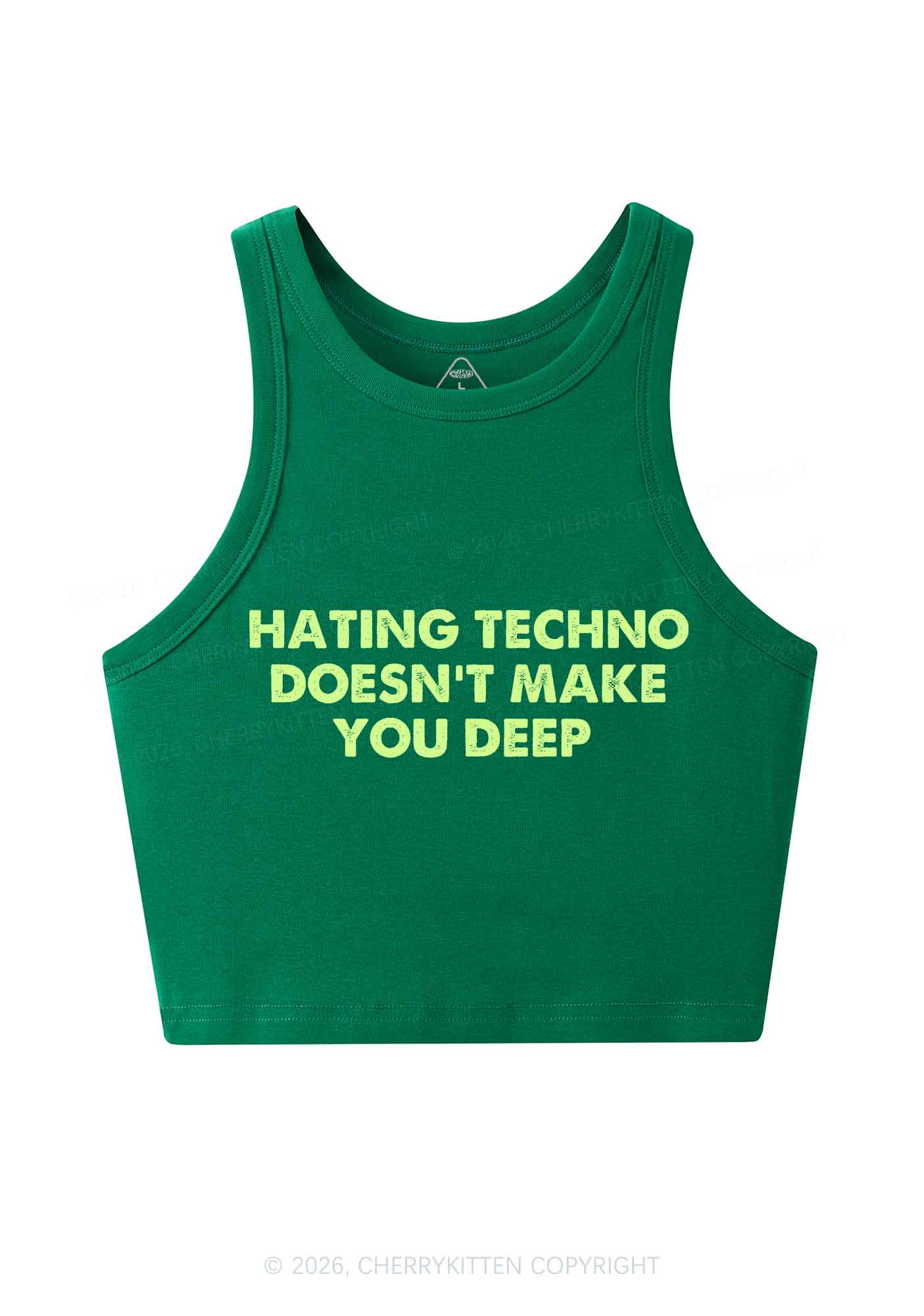 Hating Techno Doesnt Make You Deep Y2K Crop Tank Top Cherrykitten