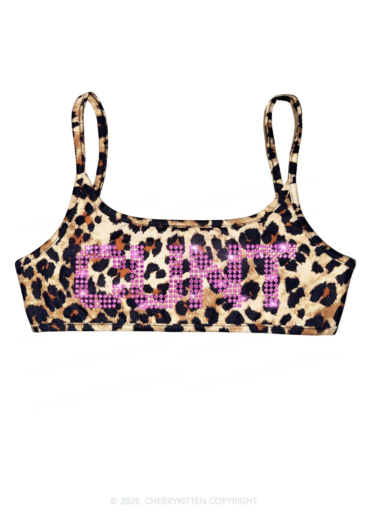 Rhinestone Pink Cxxt Y2K Super Crop Cami Cherrykitten