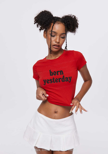 Born Yesterday Y2K Baby Tee Cherrykitten