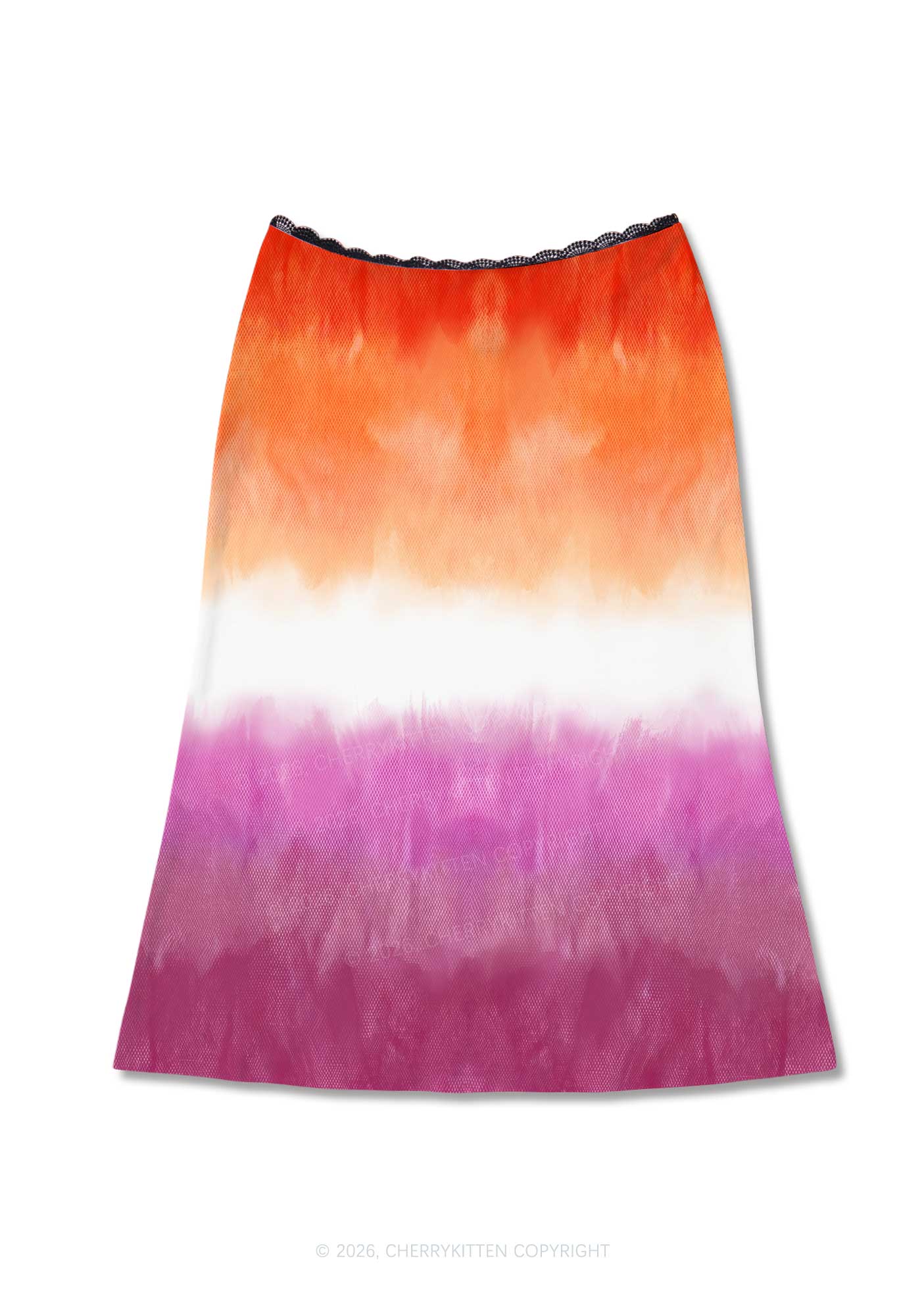 Lesbian Flag Pride Y2K Print Midi Skirt Cherrykitten