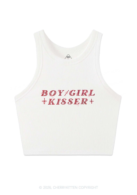 Rhinestone Boy Girl Kisser Pride Y2K Crop Tank Top Cherrykitten