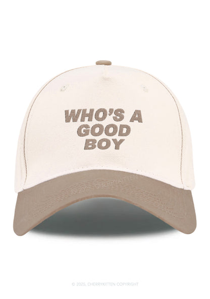 Embroidered Whos A Good Boy Y2K Color Block Baseball Cap Cherrykitten