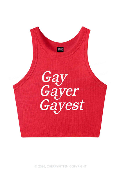 Gay Gayer Gayest Pride Y2K Crop Tank Top Cherrykitten
