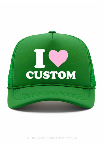 I Love Custom Valentine's Day Y2K Trucker Hat Cherrykitten