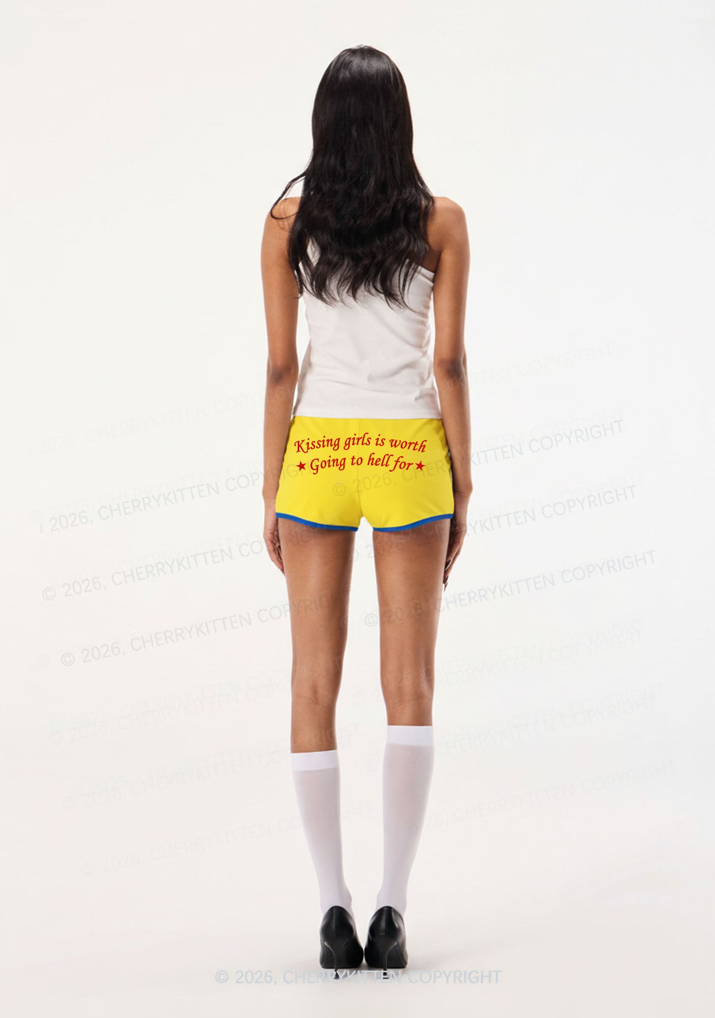 Kissing Girls is Worth Pride Y2K Booty Shorts Cherrykitten